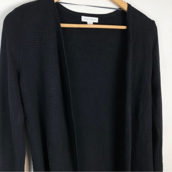 Charter Club Long Classic Black Open Cardigan - Picture 4 of 11